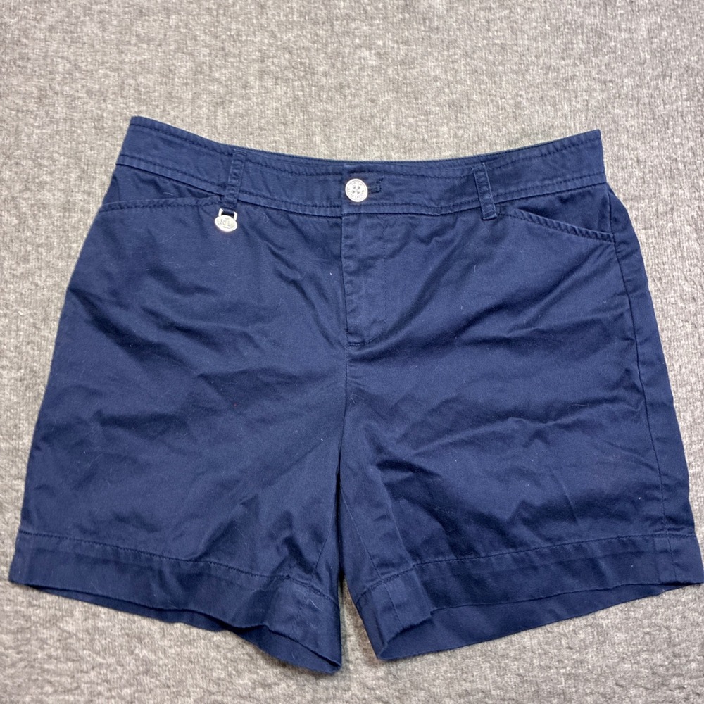 Lauren Ralph Lauren Shorts Women 4 Navy Blue Chino Twill Mid Rise Summer Travel